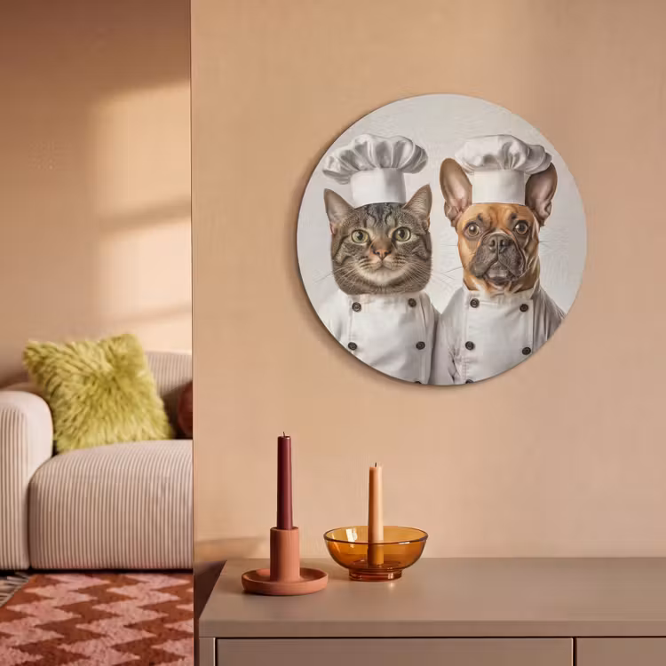 Akoestisch schilderij rond - Kat - Hond - Kokskleding — 3
