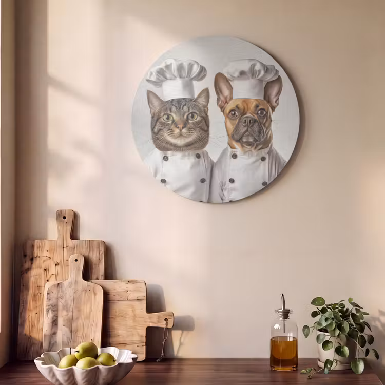Akoestisch schilderij rond - Kat - Hond - Kokskleding — 4