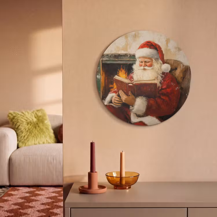 Akoestisch schilderij rond - Kerst - Kerstman - Winter - Open Haard — 3