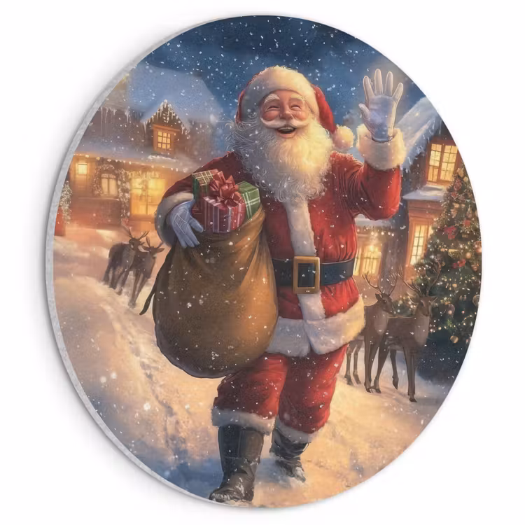 Akoestisch schilderij rond - Kerstman - Dorp - Hert - Donker — 1