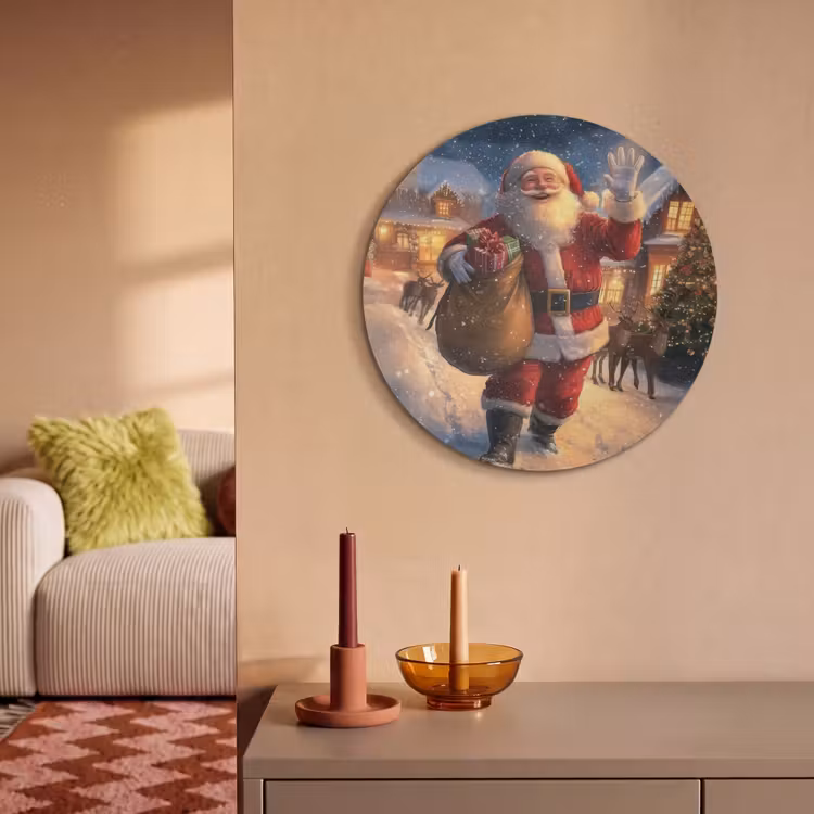 Akoestisch schilderij rond - Kerstman - Dorp - Hert - Donker — 3