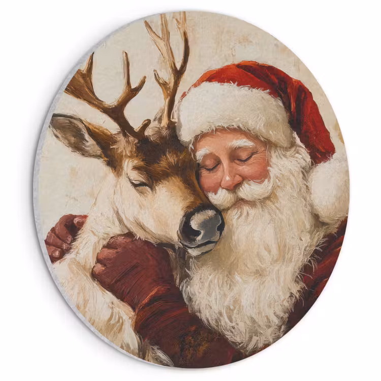 Akoestisch schilderij rond - Kerstman - Rendier - Kerst - Christmas — 1
