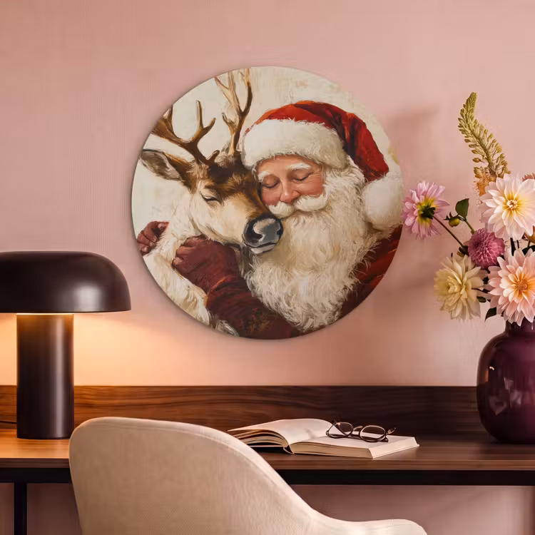 Akoestisch schilderij rond - Kerstman - Rendier - Kerst - Christmas — 2