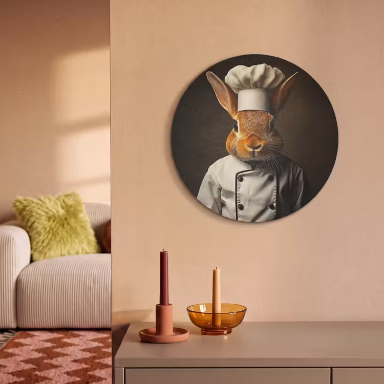 Akoestisch schilderij rond - Konijn - Kok - Dier — 3