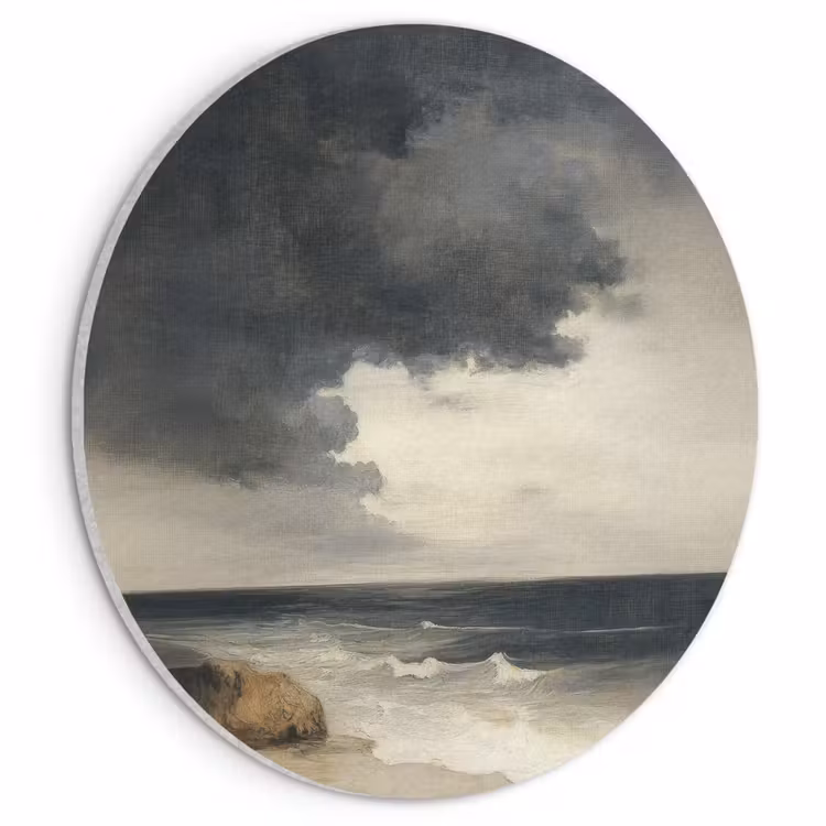 Akoestisch schilderij rond - Kust - Golven - Rots - Storm — 1