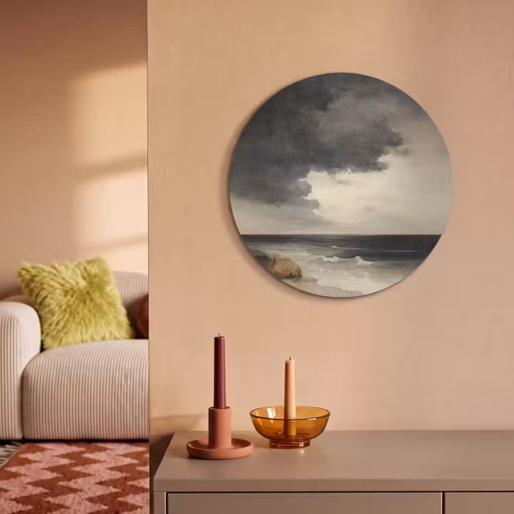 Akoestisch schilderij rond - Kust - Golven - Rots - Storm — 3