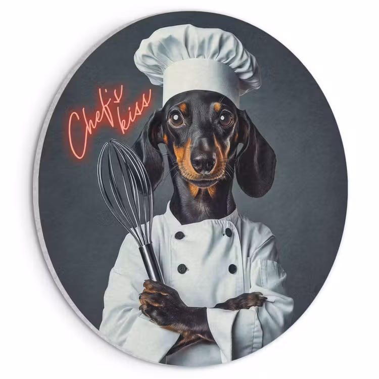 Akoestisch schilderij rond - Quote - Neon - Hond - Kokskleding — 1
