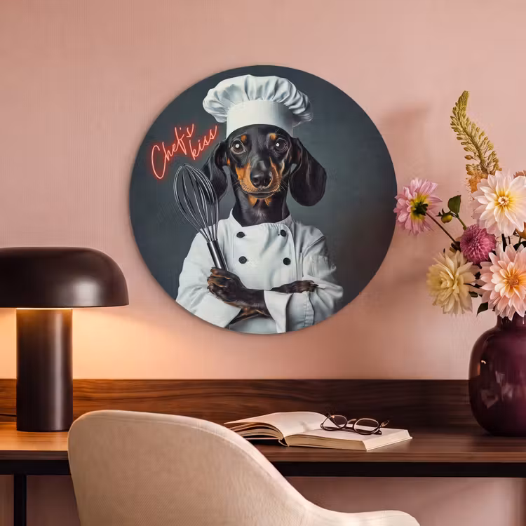 Akoestisch schilderij rond - Quote - Neon - Hond - Kokskleding — 2