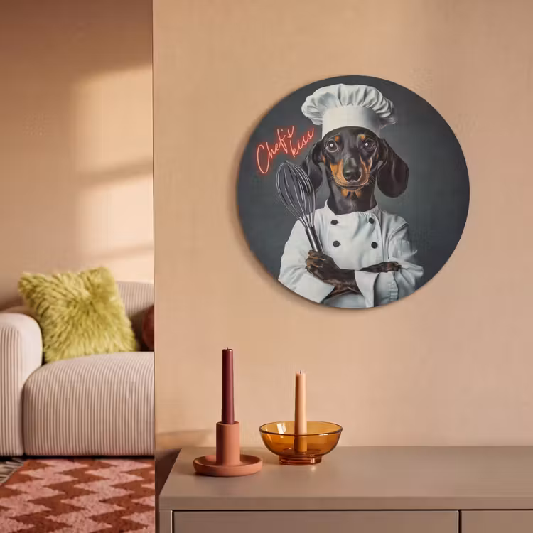 Akoestisch schilderij rond - Quote - Neon - Hond - Kokskleding — 3