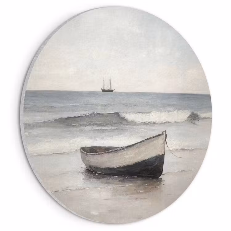 Akoestisch schilderij rond - Roeiboot - Zee - Horizon — 1