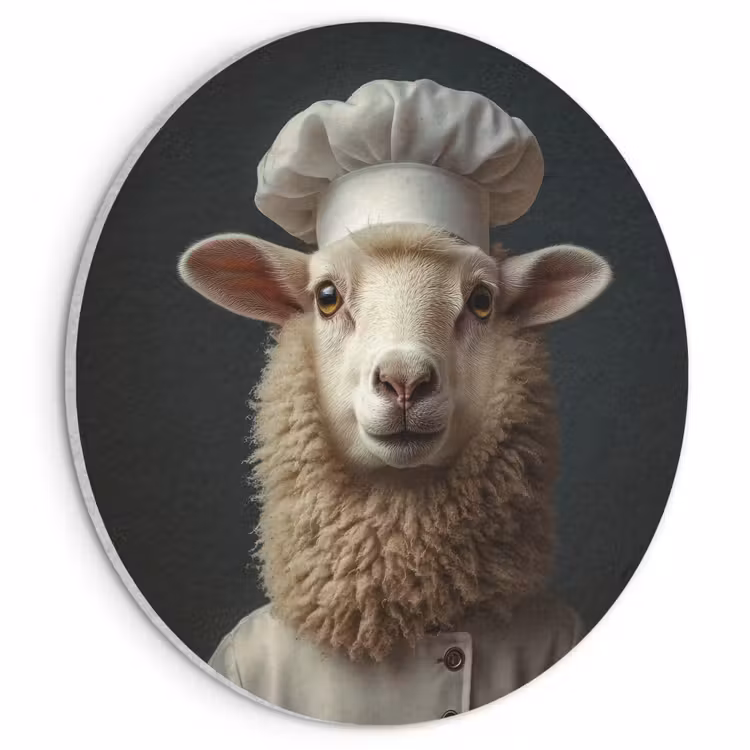 Akoestisch schilderij rond - Schaap - Wol - Kok — 1