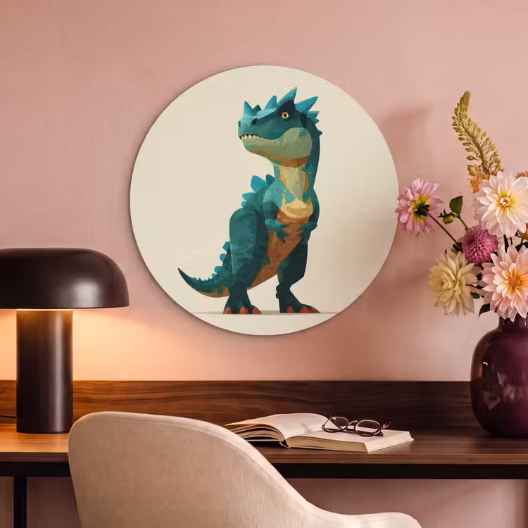 Akoestisch schilderij rond - Stekels - Dino - Blauw - Gespierd — 2