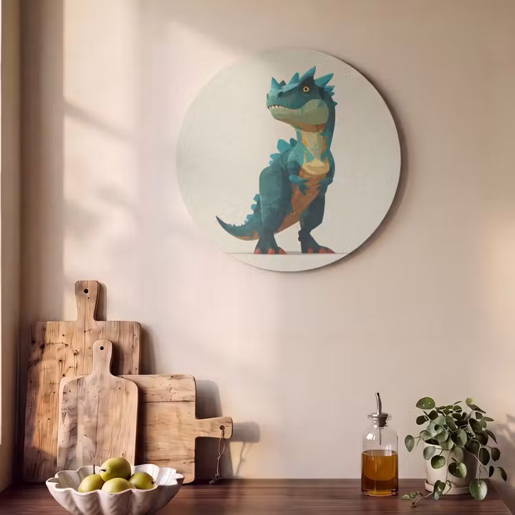 Akoestisch schilderij rond - Stekels - Dino - Blauw - Gespierd — 4