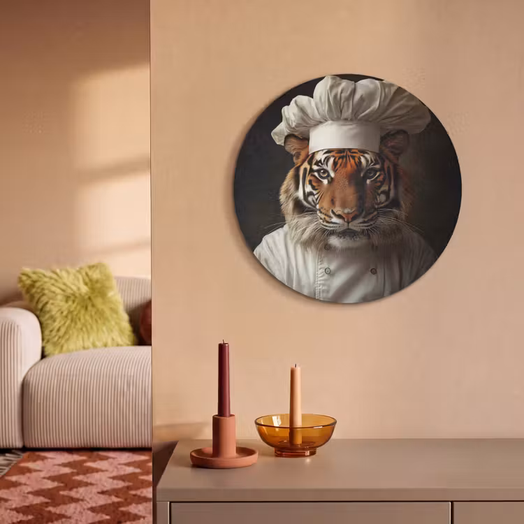 Akoestisch schilderij rond - Tijger - Kokskleding - Bruin — 3