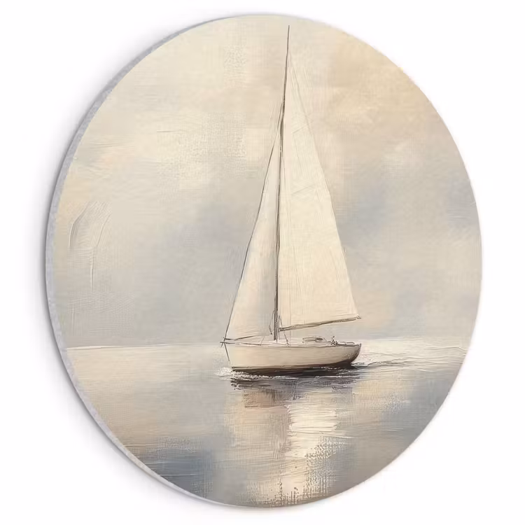 Akoestisch schilderij rond - Zeilschip - Zee - Bewolkt — 1