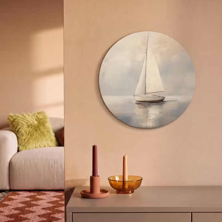 Akoestisch schilderij rond - Zeilschip - Zee - Bewolkt — 3
