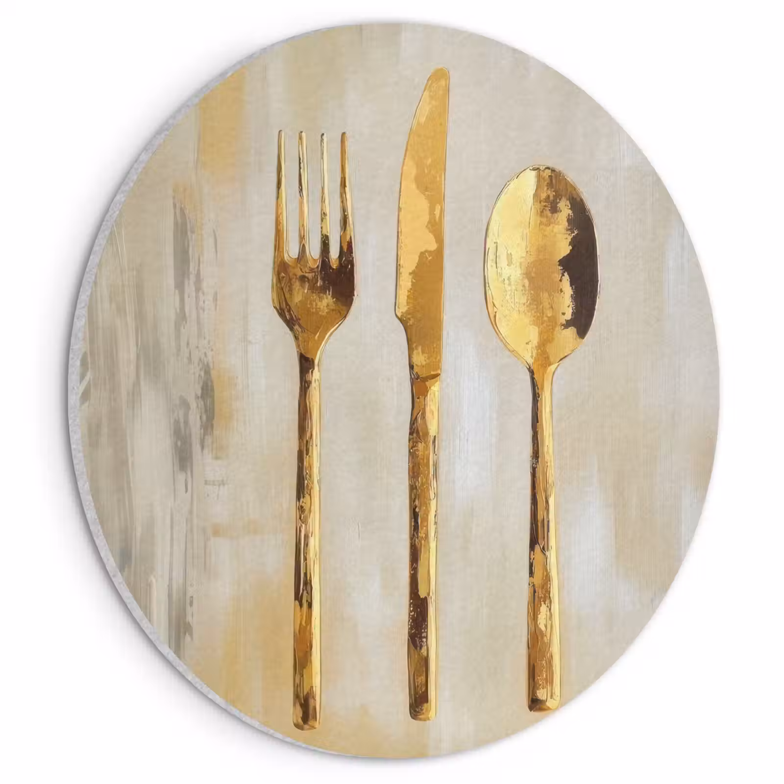 Akoestisch schilderij rond - Verf - Goud - Bestek — 1
