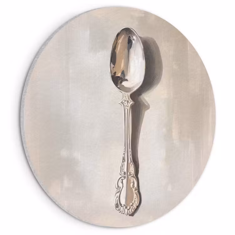 Akoestisch schilderij rond - Lepel - Verf - Zilver — 1