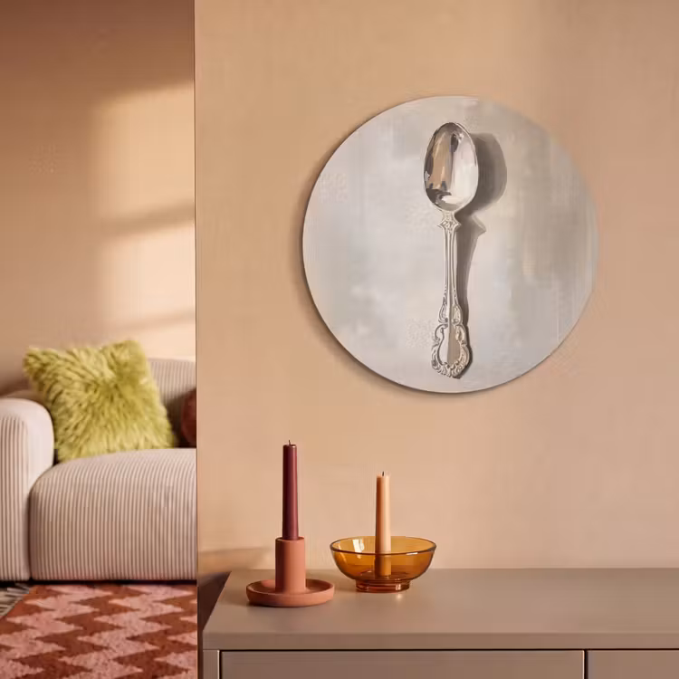 Akoestisch schilderij rond - Lepel - Verf - Zilver — 3