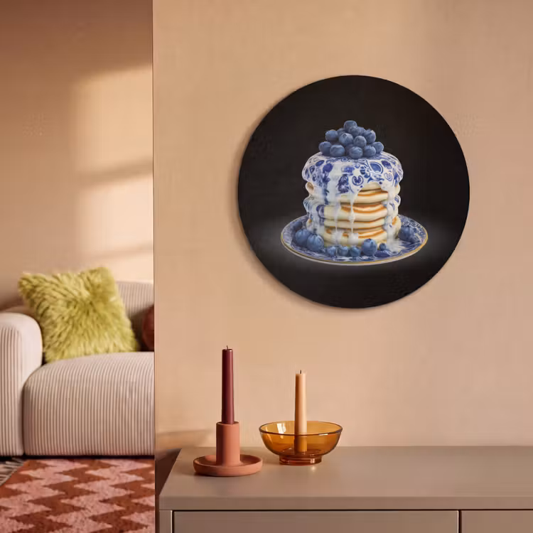 Akoestisch schilderij rond - Pannenkoeken - Blauwe Bessen - Bord — 3