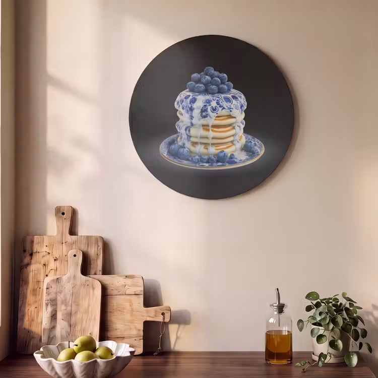 Akoestisch schilderij rond - Pannenkoeken - Blauwe Bessen - Bord — 4