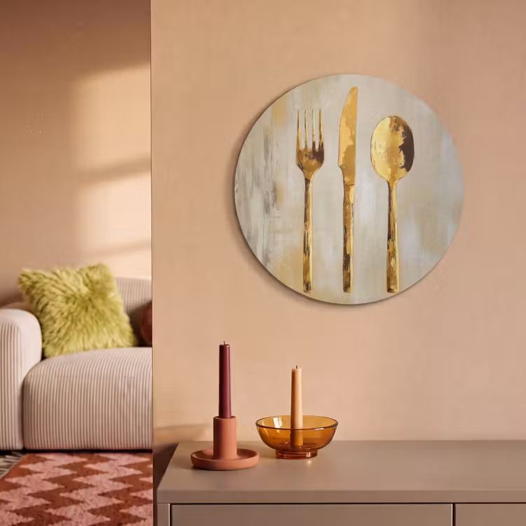 Akoestisch schilderij rond - Verf - Goud - Bestek — 3