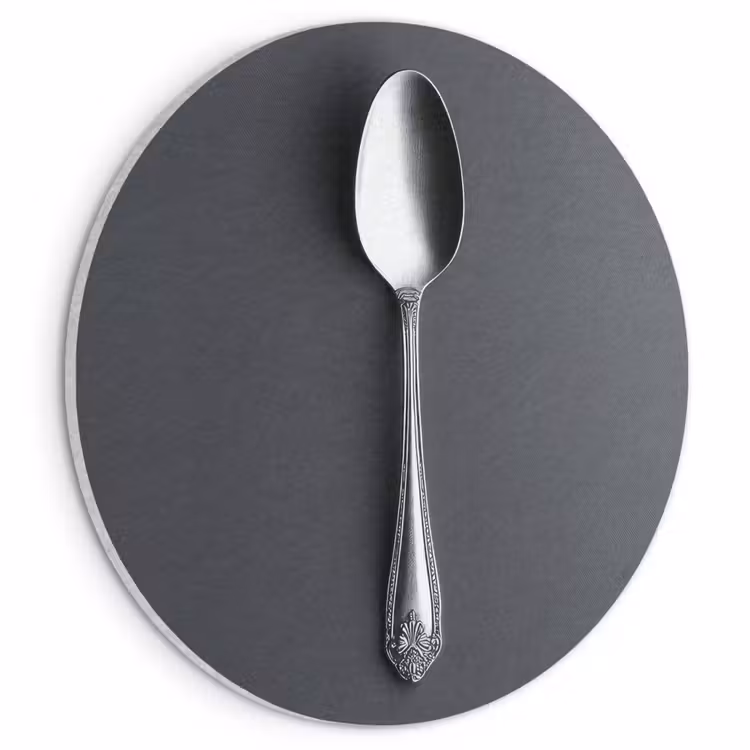 Akoestisch schilderij rond - Zilver - Metaal - Lepel — 1