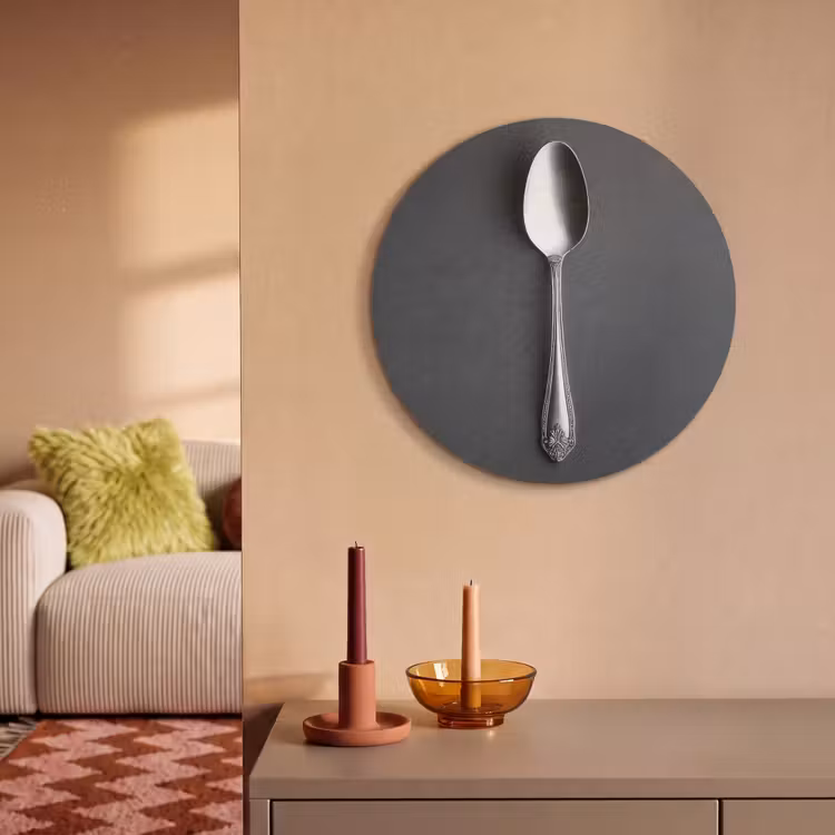 Akoestisch schilderij rond - Zilver - Metaal - Lepel — 3