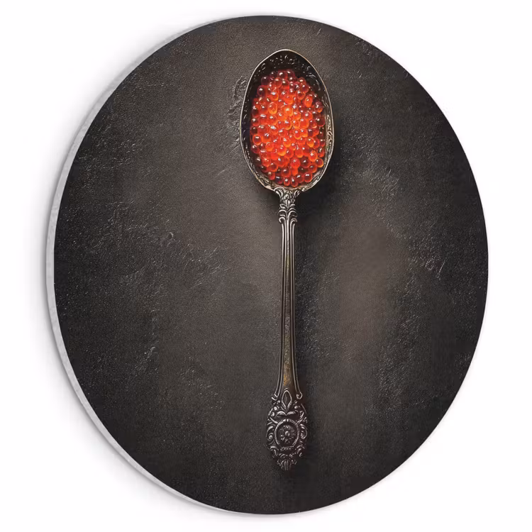 Akoestisch schilderij rond - Zwart - Lepel - Caviar — 1