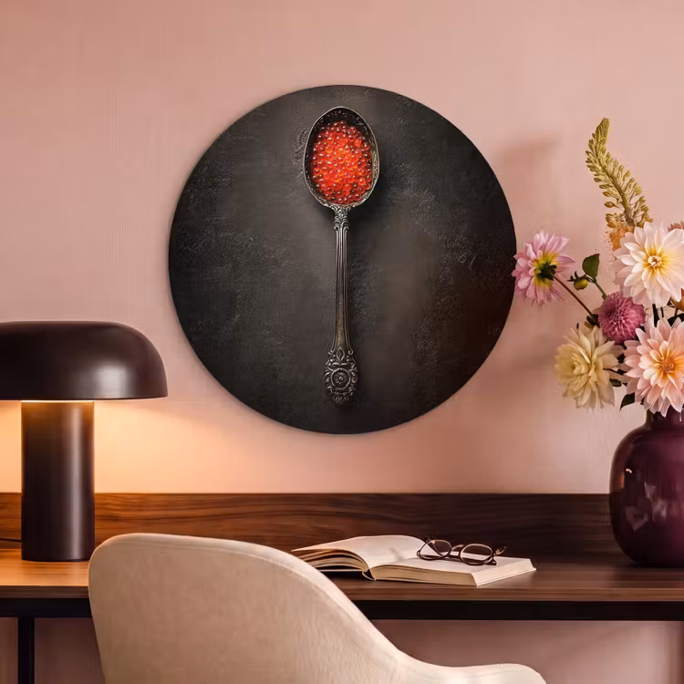 Akoestisch schilderij rond - Zwart - Lepel - Caviar — 2