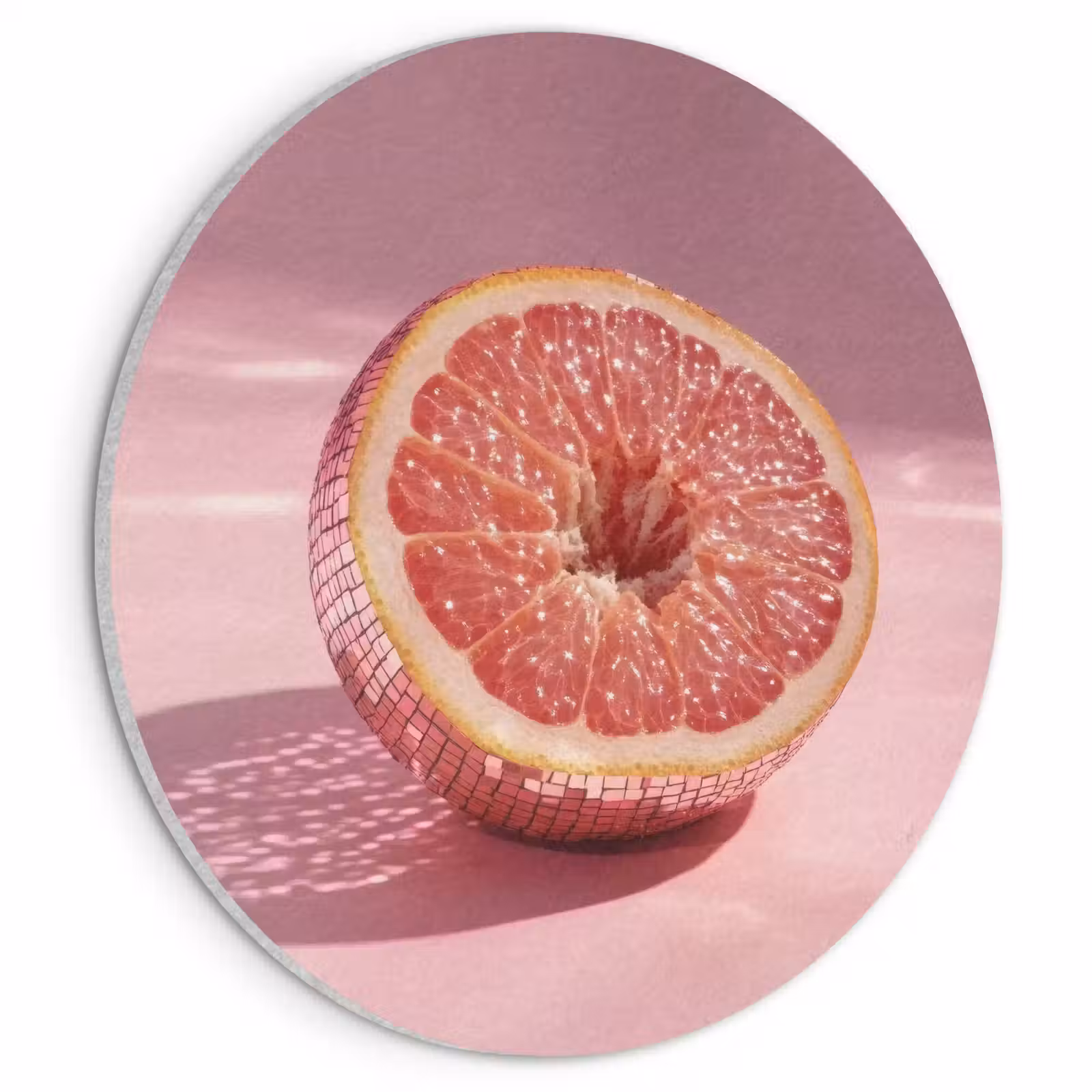 Akoestisch schilderij rond - Grapefruit - Roze - Disco - Shiny — 1