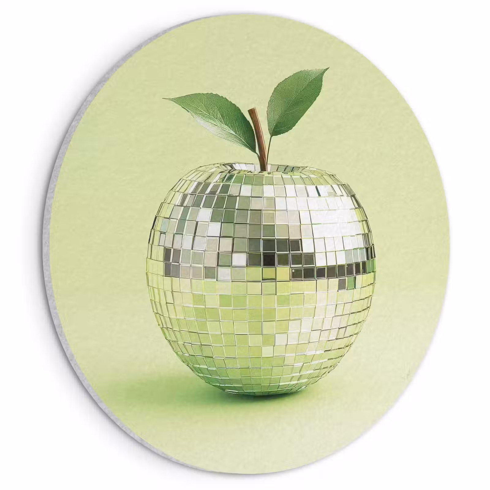 Akoestisch schilderij rond - Groen - Disco - Decoratie - Appel — 1