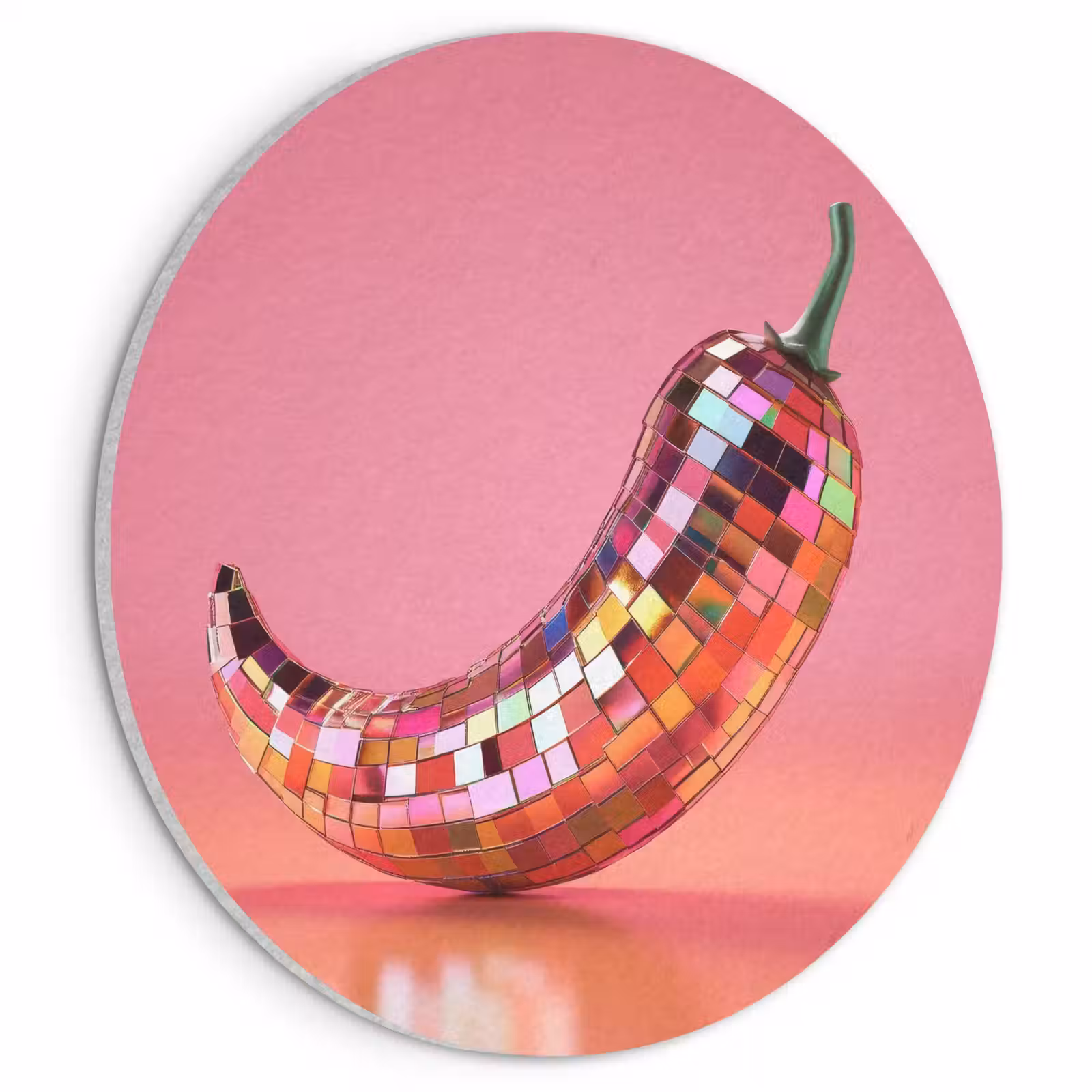 Akoestisch schilderij rond - Peper - Disco - Rood - Glitter — 1