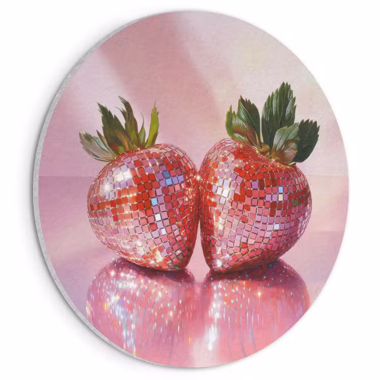 Akoestisch schilderij rond - Disco - Fruit - Glitter - Strawberry — 1