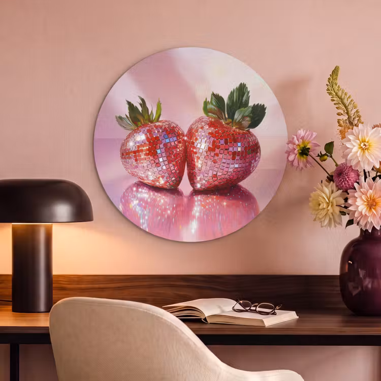 Akoestisch schilderij rond - Disco - Fruit - Glitter - Strawberry — 2
