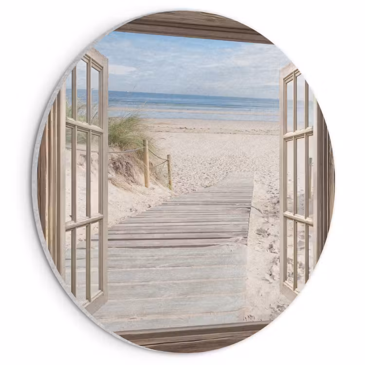 Akoestisch schilderij rond - Doorkijk - Strand - Duinen - Pad - Landschap — 1