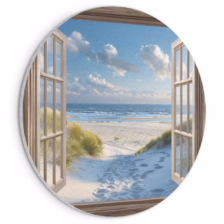 Akoestisch schilderij rond - Doorkijk - Strand - Raam - Duinen - Zee — 1