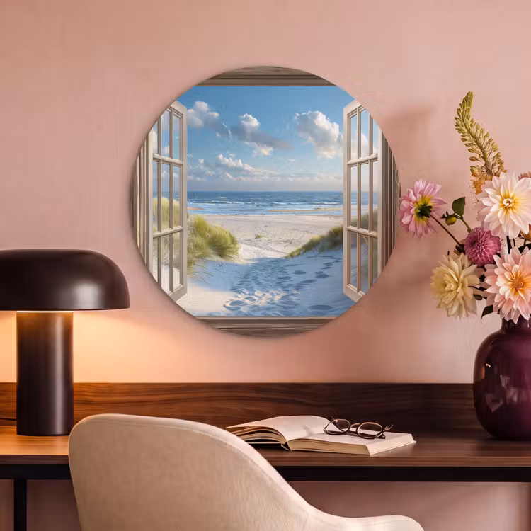 Akoestisch schilderij rond - Doorkijk - Strand - Raam - Duinen - Zee — 2