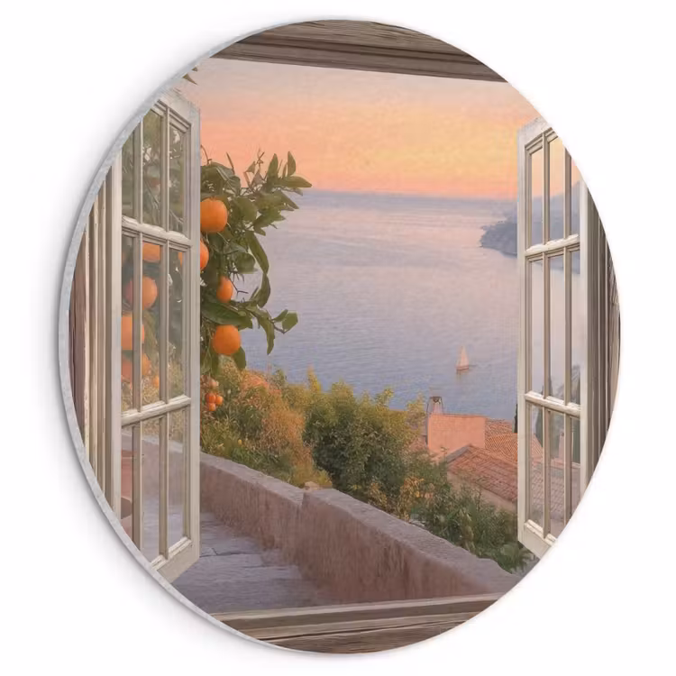 Akoestisch schilderij rond - Doorkijk - Uitzicht - Meer - Landschap — 1