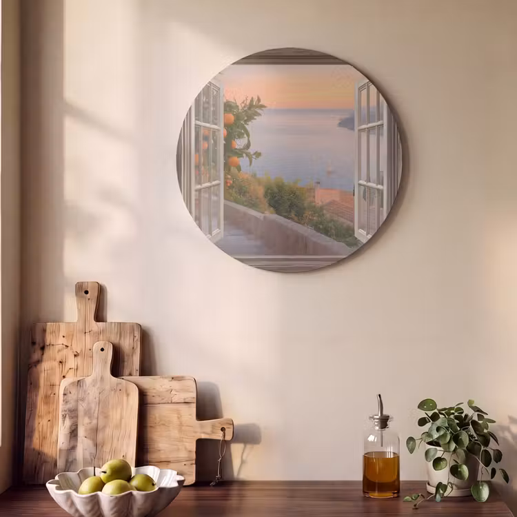 Akoestisch schilderij rond - Doorkijk - Uitzicht - Meer - Landschap — 4