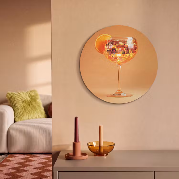 Akoestisch schilderij rond - Drank - Oranje - Glitter - Disco — 3