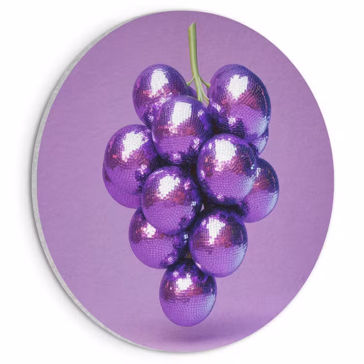 Akoestisch schilderij rond - Druif - Disco - Glitter - Paars — 1