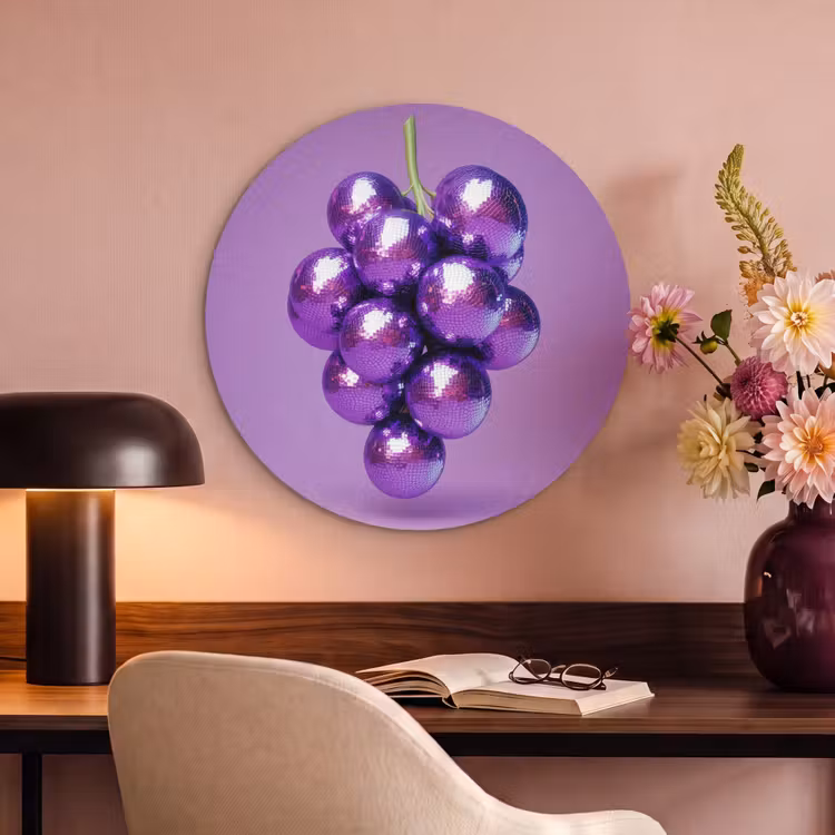 Akoestisch schilderij rond - Druif - Disco - Glitter - Paars — 2