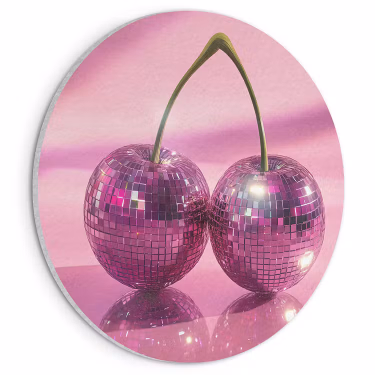 Akoestisch schilderij rond - Glitter - Discobol - Roze - Kersen — 1