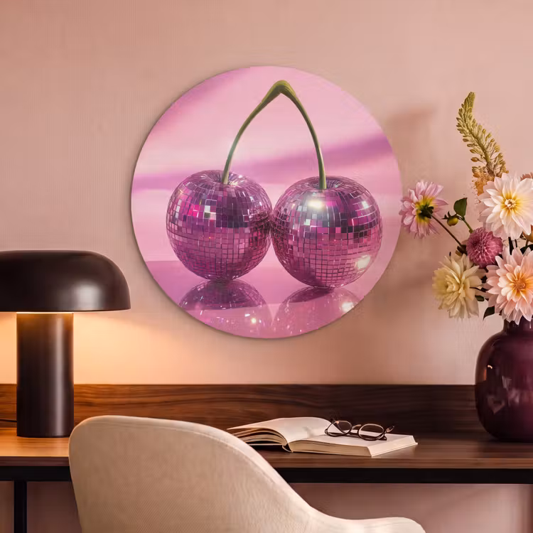 Akoestisch schilderij rond - Glitter - Discobol - Roze - Kersen — 2