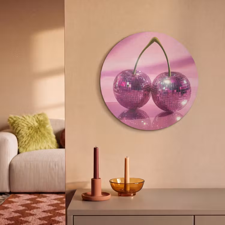 Akoestisch schilderij rond - Glitter - Discobol - Roze - Kersen — 3