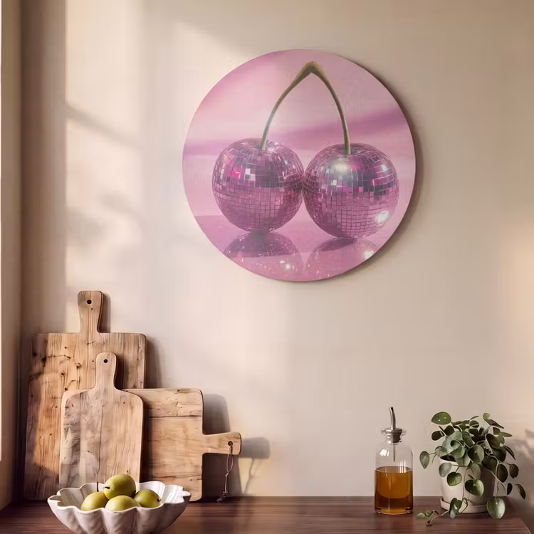 Akoestisch schilderij rond - Glitter - Discobol - Roze - Kersen — 4
