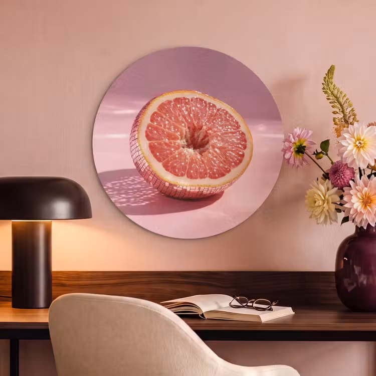 Akoestisch schilderij rond - Grapefruit - Roze - Disco - Shiny — 2