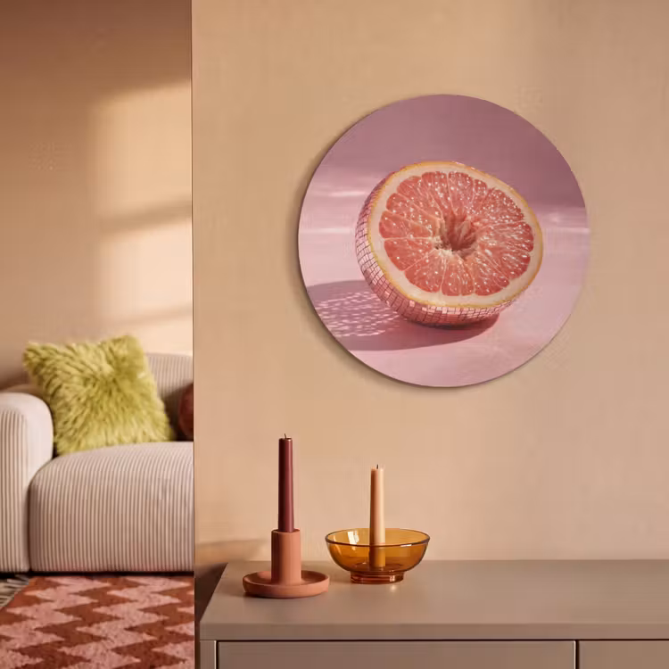 Akoestisch schilderij rond - Grapefruit - Roze - Disco - Shiny — 3