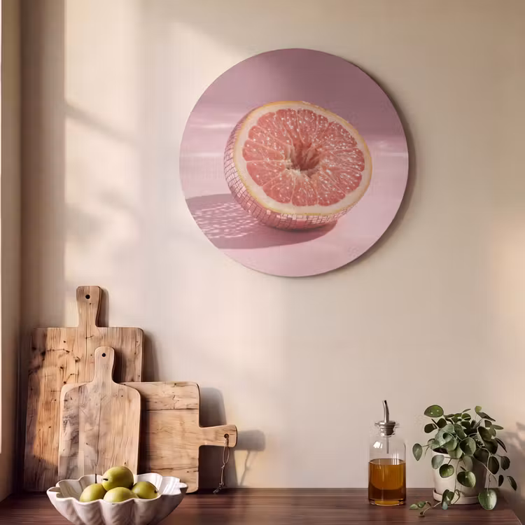 Akoestisch schilderij rond - Grapefruit - Roze - Disco - Shiny — 4